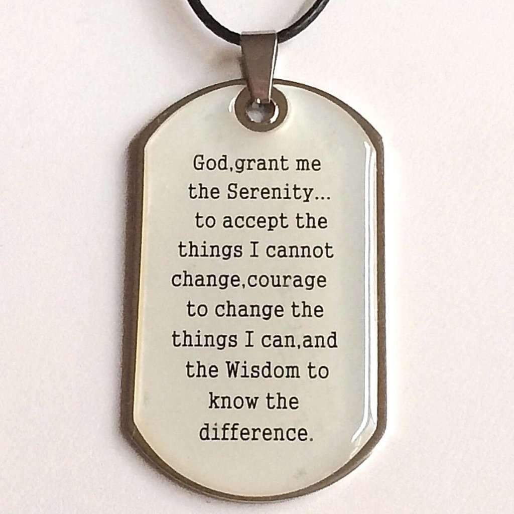 Serenity Prayer Necklace 19 Silver Stainless Tone Steel Pendant Aa Na Recovery